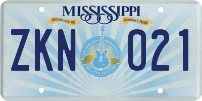 MS license plate ZKN021