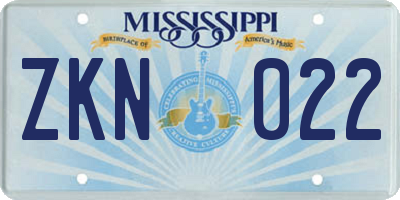MS license plate ZKN022