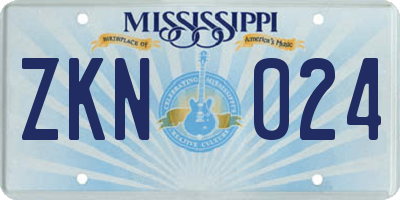 MS license plate ZKN024
