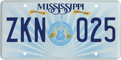 MS license plate ZKN025