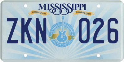 MS license plate ZKN026