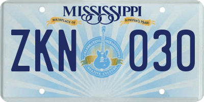 MS license plate ZKN030