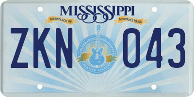 MS license plate ZKN043