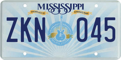 MS license plate ZKN045