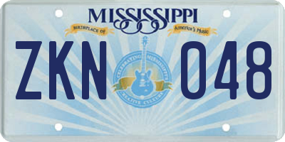 MS license plate ZKN048