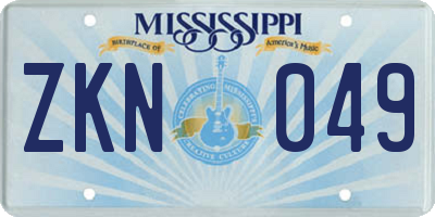 MS license plate ZKN049