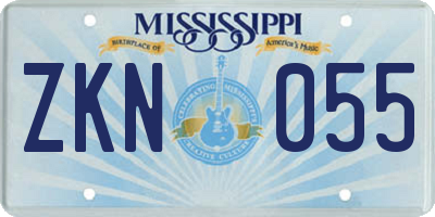 MS license plate ZKN055