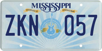 MS license plate ZKN057
