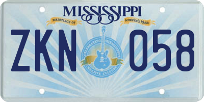 MS license plate ZKN058