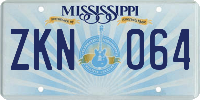MS license plate ZKN064