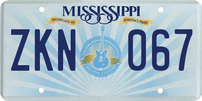 MS license plate ZKN067