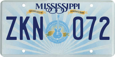 MS license plate ZKN072