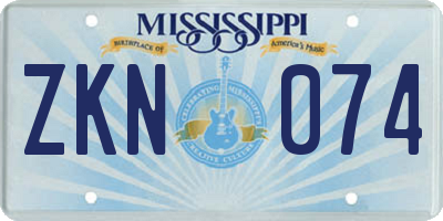 MS license plate ZKN074