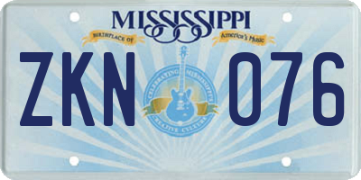MS license plate ZKN076