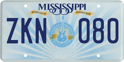 MS license plate ZKN080