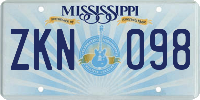 MS license plate ZKN098