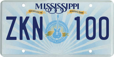 MS license plate ZKN100