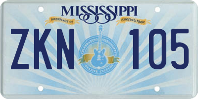MS license plate ZKN105