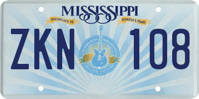 MS license plate ZKN108