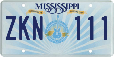 MS license plate ZKN111