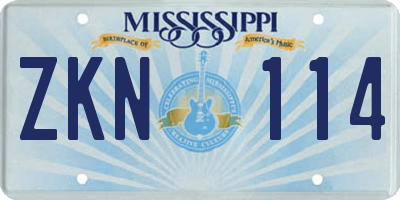 MS license plate ZKN114