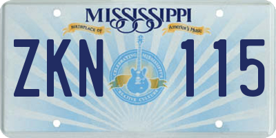 MS license plate ZKN115