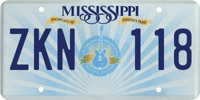 MS license plate ZKN118