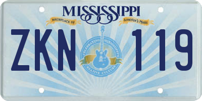 MS license plate ZKN119