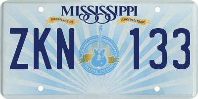 MS license plate ZKN133