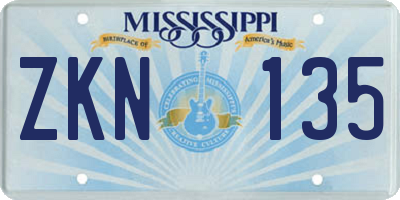 MS license plate ZKN135