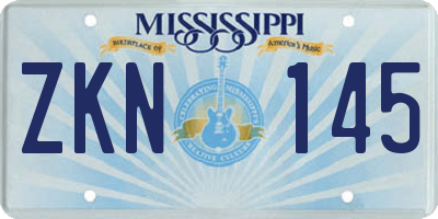 MS license plate ZKN145