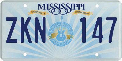 MS license plate ZKN147