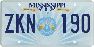 MS license plate ZKN190