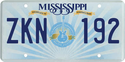 MS license plate ZKN192