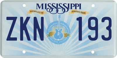 MS license plate ZKN193