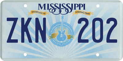 MS license plate ZKN202