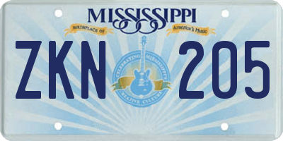 MS license plate ZKN205