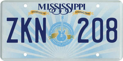 MS license plate ZKN208