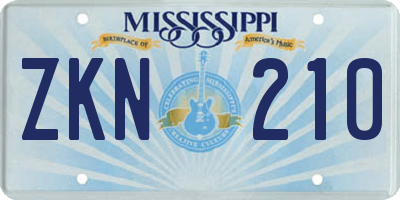 MS license plate ZKN210