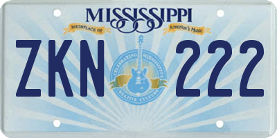 MS license plate ZKN222