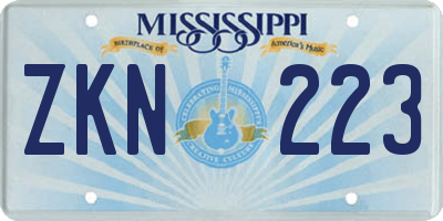 MS license plate ZKN223