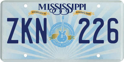 MS license plate ZKN226
