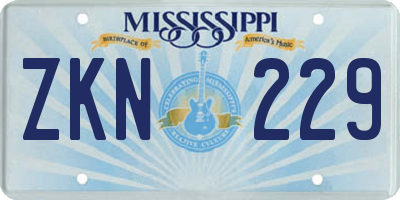 MS license plate ZKN229