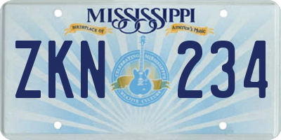 MS license plate ZKN234