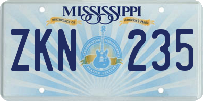MS license plate ZKN235
