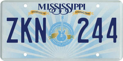 MS license plate ZKN244