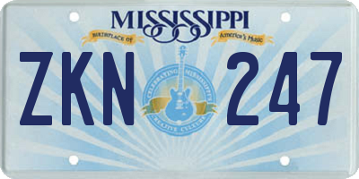 MS license plate ZKN247