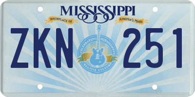 MS license plate ZKN251
