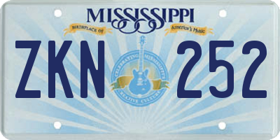 MS license plate ZKN252