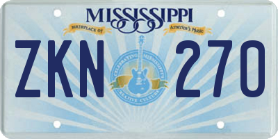 MS license plate ZKN270